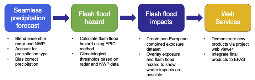 Workflow to generate the TAMIR river flash flood forecast products.