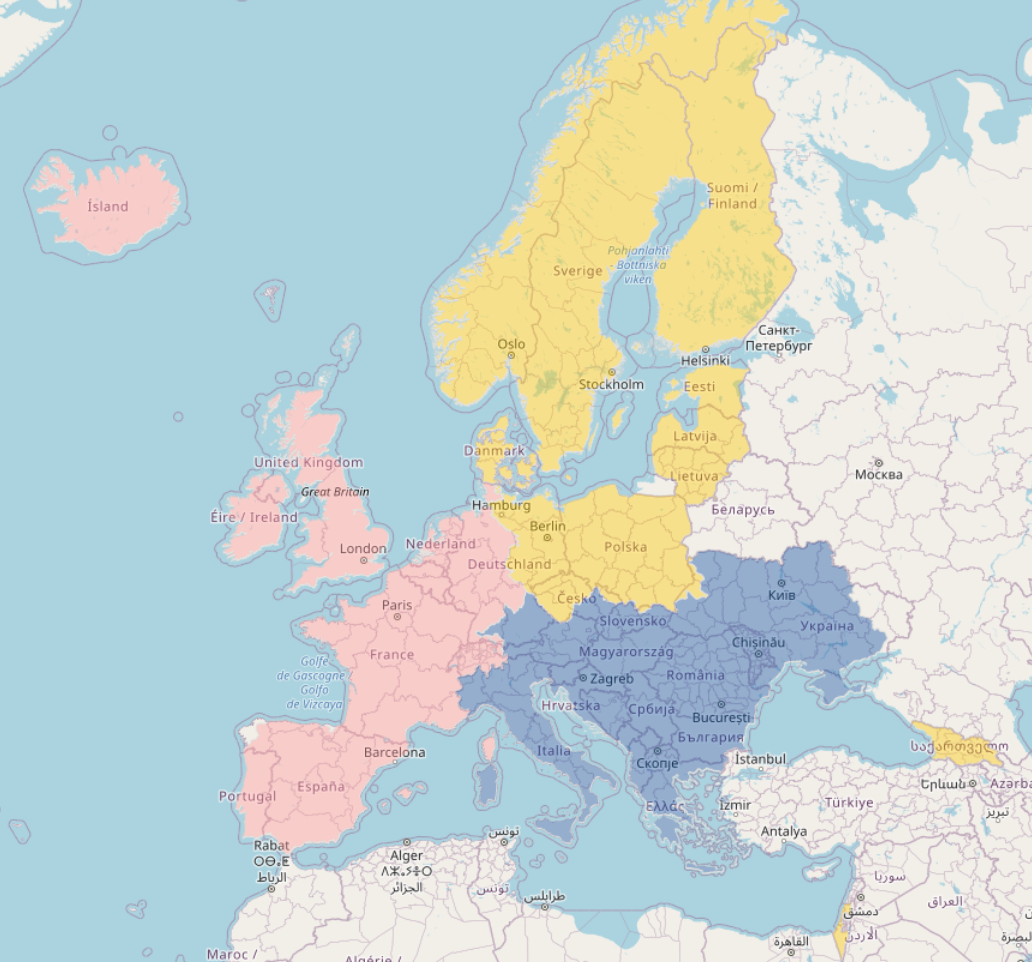Regions covered by an EFAS partner agreement