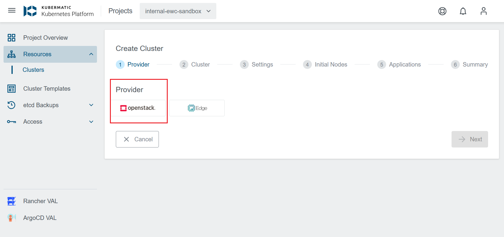 European Weather Cloud Knowledge Base > EUMETSAT EWC Managed Kubernetes Service - Creating Clusters > kkpCreateCluster.PNG
