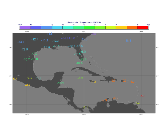 Metview > Geopoints Overview > coloured_obs_values.png